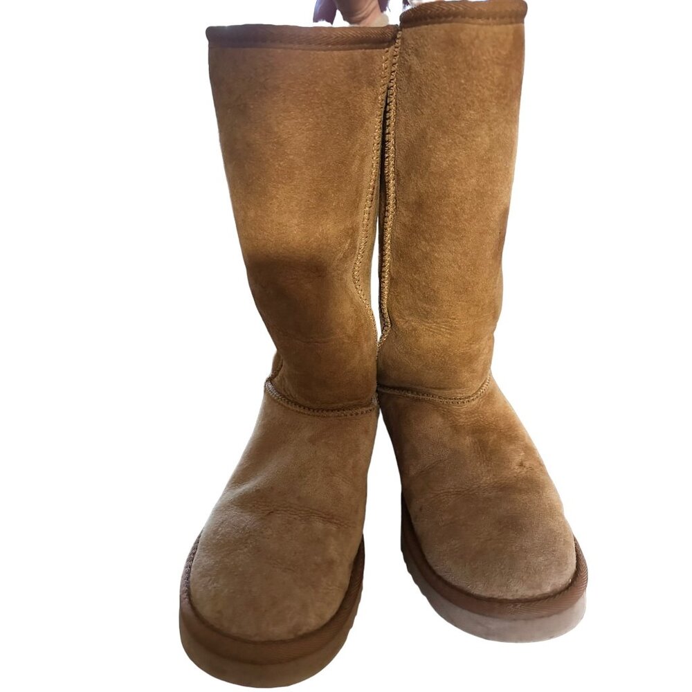 👗 2/$30 👗 Tan Faux Suede Fur Lined Calf Height Boots sz 6